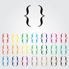 Wall Mural - set of curly colored bracket icons vector illustration