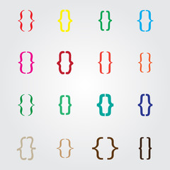 Wall Mural - set of curly colored different bracket icons vector illustration
