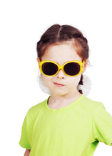 Smirking Cute Little Girl With Sunglasses