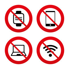 Notebook and smartphone icon. Smart watch symbol