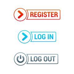 Wall Mural - register, log in & log out buttons