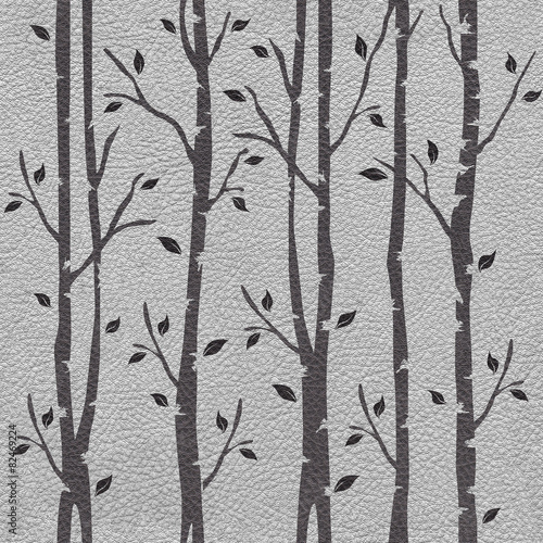 Naklejka - mata magnetyczna na lodówkę Decorative trees on seamless background - leather texture