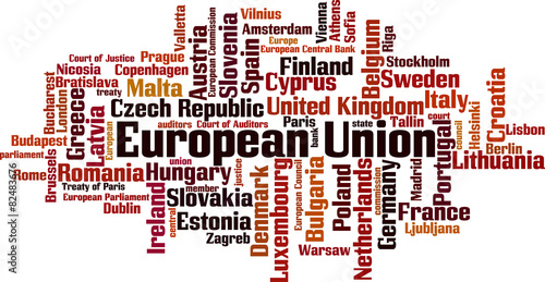 Fototapeta dla dzieci European Union word cloud concept. Vector illustration