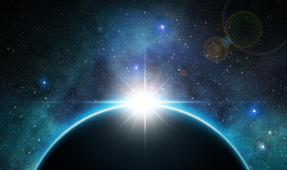 Wall Mural - sunbeam over planet