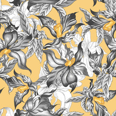 Naklejka na meble Tropical Seamless Background with Exotic Flowers