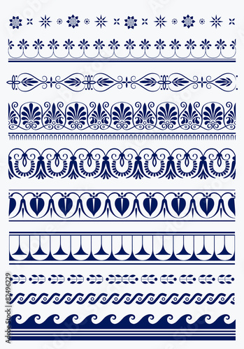Cuadros en Lienzo Set of vector antique greek borders