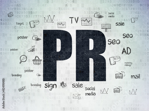 Fotografía Marketing concept: PR on Digital Paper background