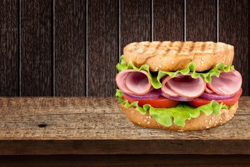 Canvas Print - Sandwich. Rustic Black Forest Ham Sandwich