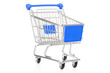 Blue shopping cart isolated on white, clipping path included