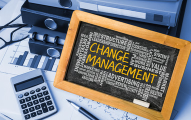 Wall Mural - change management with related word cloud