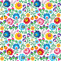 Poster - Seamless Polish folk art floral pattern 