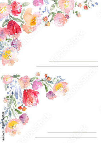Watercolor roses card template