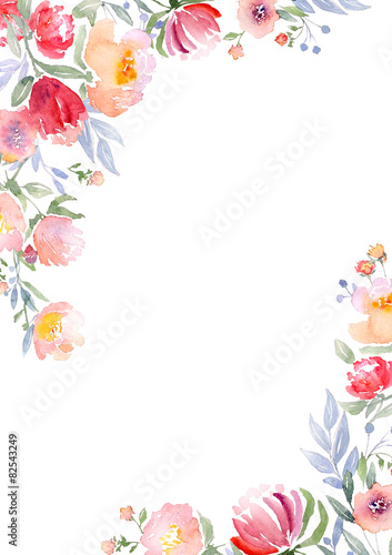 Watercolor roses card template