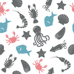 Wall Mural - Seafood seamless pattern