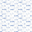 Seamless pattern with cute fishes