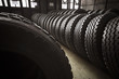  large tires of a bus garage