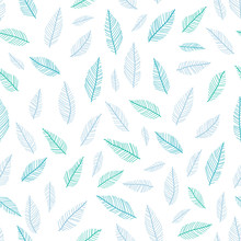 Vectgor Blue Green Feathers Pastel Seamless Pattern Background
