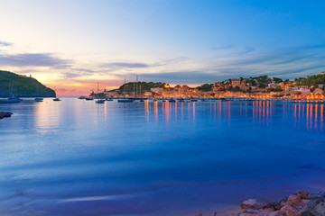 Wall Mural - Port de Soller sunset in Majorca at Balearic island