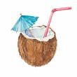 Coconut cocktail  isolated on a white background.