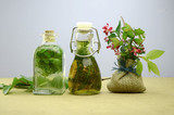 Fototapeta  - Ziołolecznictwo ziołowe nalewki zestaw bio eco zdrowie