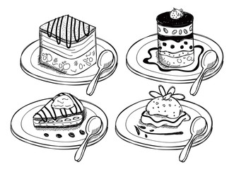 Sticker - Set of dessert in doodle style