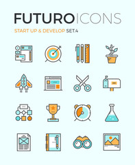 Aufkleber - Startup develop futuro line icons