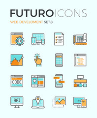 Fototapete - Web develop futuro line icons