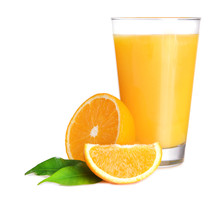 Glass Of Orange Juice Isolated On White