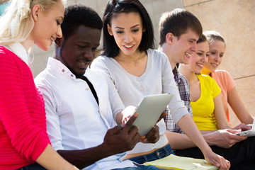 Wall Mural - Group of university students studying