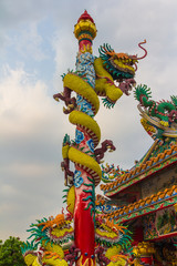 Wall Mural - The Elegant Dragon on the sky at chinese temple