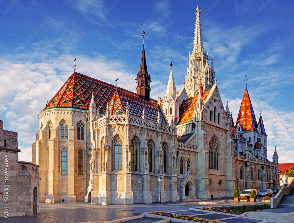 Budapest -  Mathias Church at day - obrazy, fototapety, plakaty 