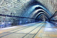 Tunnel With Railroad And Tram