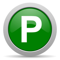 parking green glossy web icon