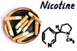 Nicotine, the chemical formula and cigarette butts