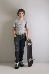 Wall Mural - happy boy with skateboard