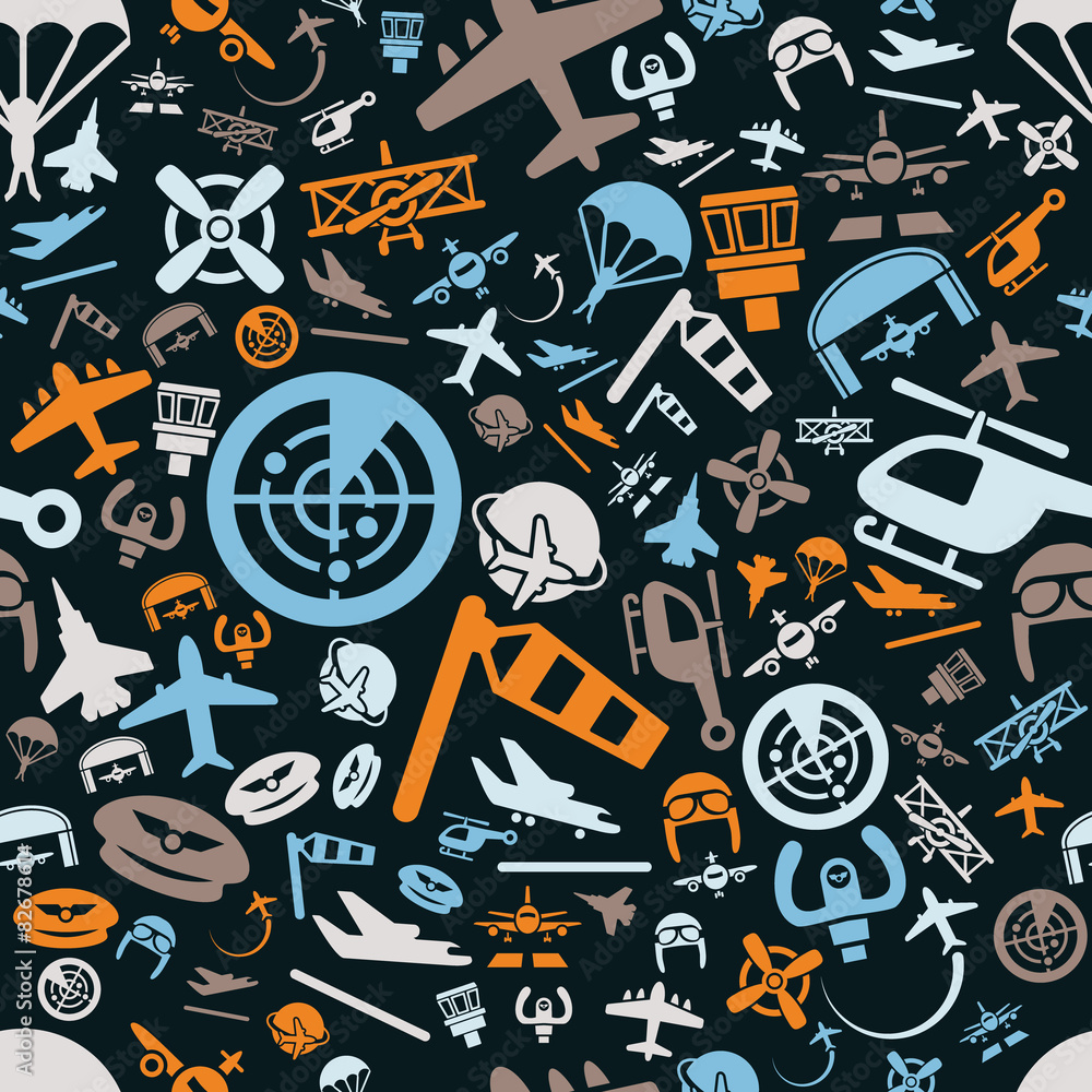 aviation seamless pattern Stock Vector | Adobe Stock