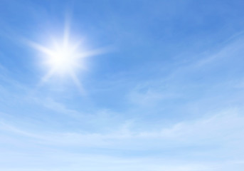 sun and blue sky for background textured