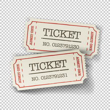 Two Cinema Tickets (pair). Isolated On Transparent Background, V