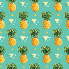 Geometric Pineapple Background - Seamless Pattern In Vector