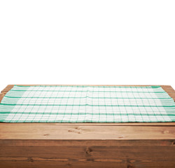 Wall Mural - Tablecloth or towel over the wooden table