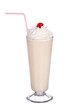 milk shakes vanilla flavor with cherry and whipped cream isolate