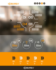Wall Mural - orange website template with circle separator