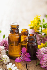 Poster - essential oils and medical flowers herbs