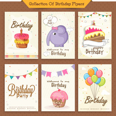 Poster - Set of Birthday Invitations Cards.