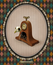 Illustration Or Card With Cuckoo Clock. 