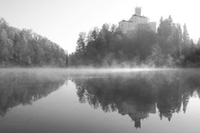 Black And White Reflection Of The Castle 