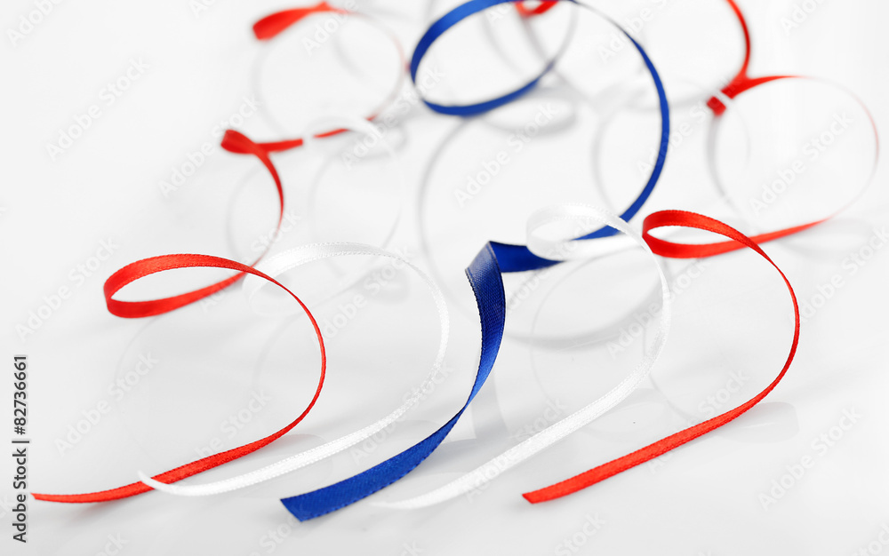 bright silk ribbons isolated on white