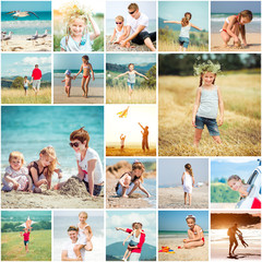 Collage of photos summer vacation with his family