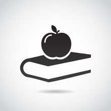 Apple And Book - Education Vector Icon.