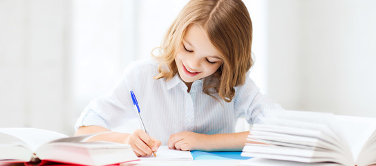 Canvas Print - student girl studying at school